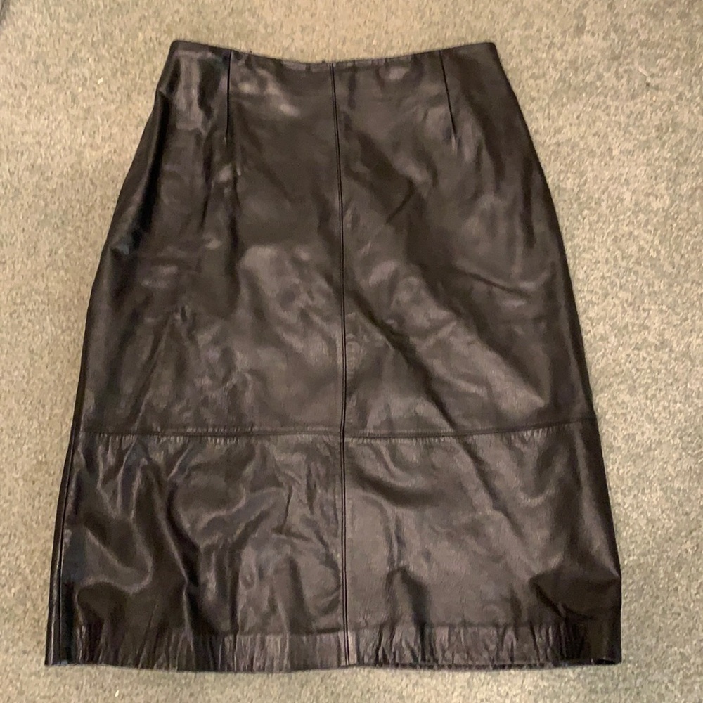 Ann Taylor Loft Black Leather Skirt Size 6